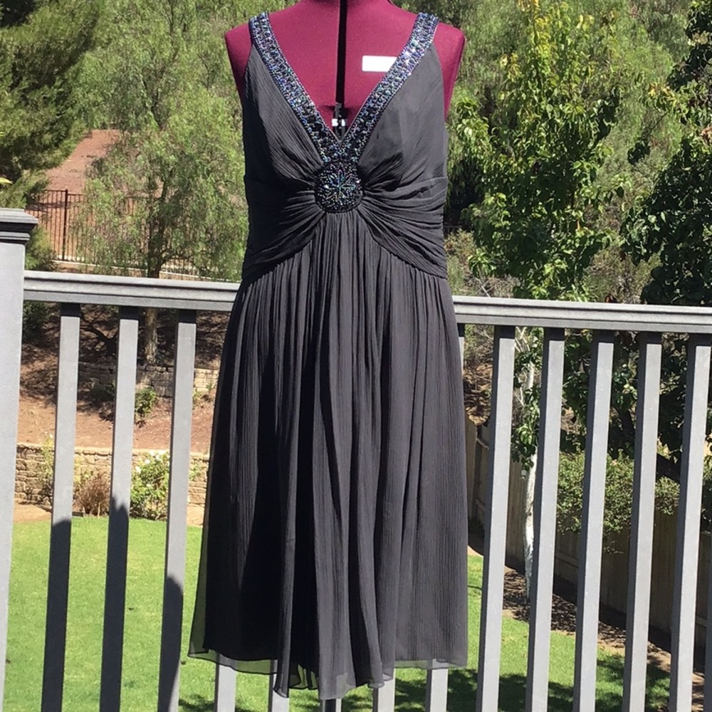 Charcoal Grey Beaded Dress Size 14